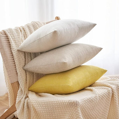 MIULEE 24x24 Inch Pack of 2 Decorative Linen Burlap Textured Euro Pillow Covers Farmhouse Boho Accent Pillowcases Spring Home Decor for Couch Sofa Bedroom Living Room Taupe
