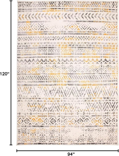 Rugshop Geometric Boho Perfect for high Traffic Areas of Your Living Room,Bedroom,Home Office,Kitchen Area Rug 7'10" x 10' Yellow