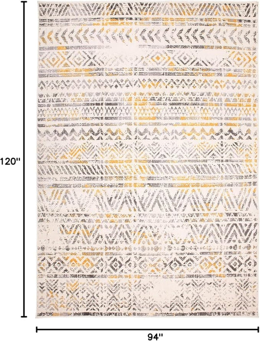 Rugshop Geometric Boho Perfect for high Traffic Areas of Your Living Room,Bedroom,Home Office,Kitchen Area Rug 7'10" x 10' Yellow