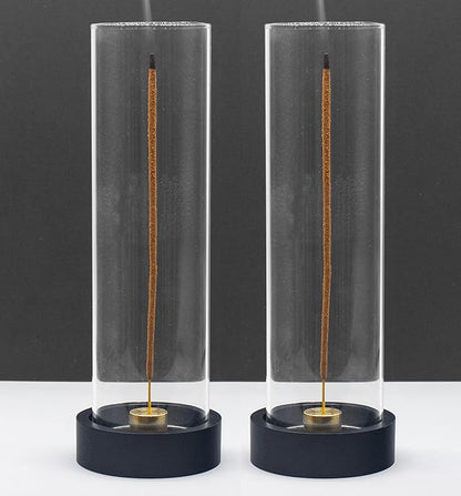2 pcs Incense Holder for Sticks,Modern Incense Stick Holder with Glass Ash Catcher[Anti ash Flying], Incense Burner Holder,Zen Glass Incense Holder,for Spa Home Decor Yoga Meditation[Black] (2, Black)