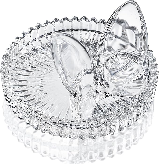 H&D HYALINE & DORA 4 Inch Butterfly Ring Holder Dish Butterfly Gifts for Women Glass Rings Tray Wedding Ring Holder Engagement Gifts