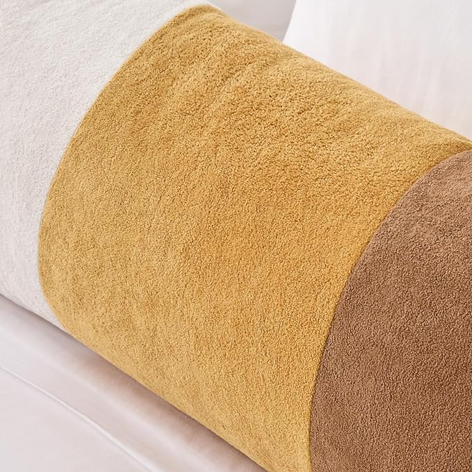 Kevin Textile 14x36 Inch Long Lumbar Cover 1 Pack Three-Colour Patchwork Soft Textured Waterproof Rectangle Cushion Elegant Accent Pillows for Couch Sofa Chair Bed Home Decor Indoor Outdoor Yellow