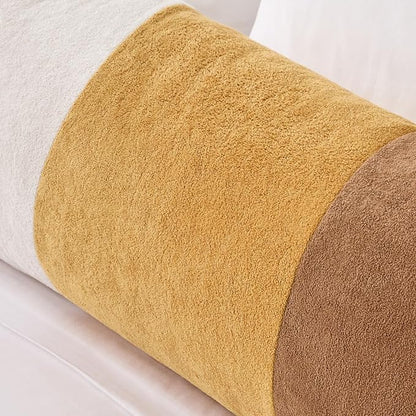Kevin Textile 14x36 Inch Long Lumbar Cover 1 Pack Three-Colour Patchwork Soft Textured Waterproof Rectangle Cushion Elegant Accent Pillows for Couch Sofa Chair Bed Home Decor Indoor Outdoor Yellow