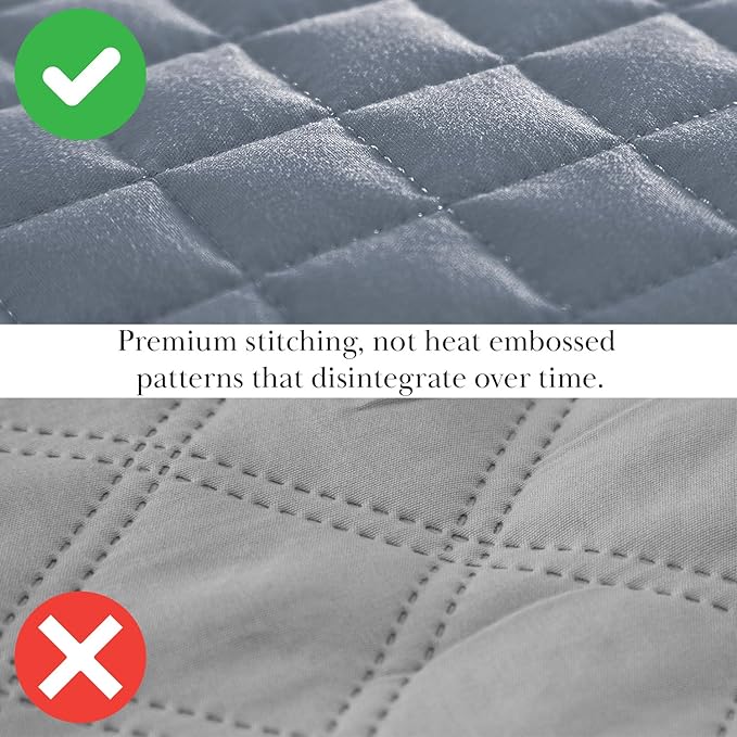 Southshore Fine Living, Inc. Twin Quilt Set, Quilted Blue Bedspread Twin/XL Quilt with Matching Pillow Sham, Soft Microfiber, Lightweight Coverlet Set, Easy Care, Machine Washable, Slate Blue
