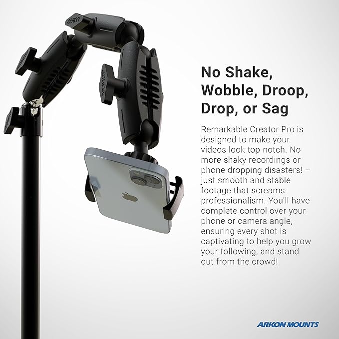ARKON Mounts - Overhead Phone Mount - Versatile Solution for Artists, and Nail Art - Sturdy and Stable Design with 360-Degree Adjustability - Ideal for Video Recording, Vlogging, Cooking, and Drawing