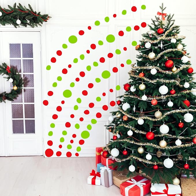 TaoBary 15 Sheet 300 Pcs Irregular Polka Dots Boho Wall Decal Terrazzo Playroom Bedroom Removable Modern Vinyl Boho Wall Stickers(Red Green)
