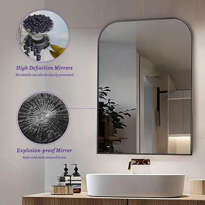 Bathroom Mirror, Wall Mirrors, Black Metal Framed Wall-Mounted Mirrors, Bathroom Vanity Mirror for Over Sink, Living Room, Bedroom, Entryway, 22x30 Inch, Black