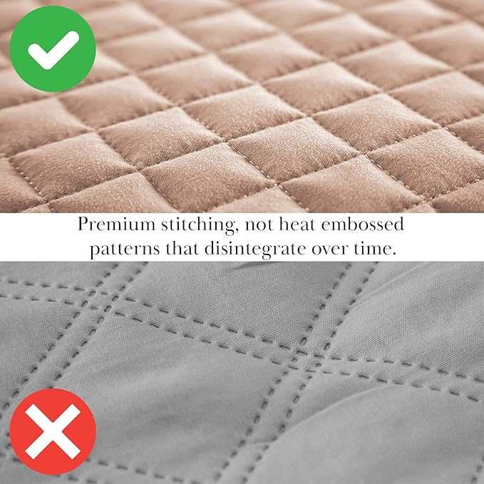 Southshore Fine Living, Inc. Twin Quilt Bedding Set, Stitched Soft Brushed Microfiber Blush Pink Quilt, Twin Coverlet Bedspread, Wrinkle & Pet Hair Resistant Bedding, Easy Care, 1 Pillow Sham, Blush