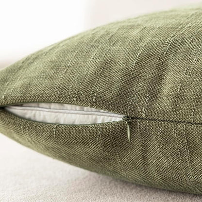 Foindtower Pack of 2 Soft Textured Chenille Throw Decorative Pillow Covers Square Accent Solid Cushion Cover Cozy Neutral Farmhouse Pillow Case for Couch Sofa Bedroom Living Room 20x20 Inch,Sage Green