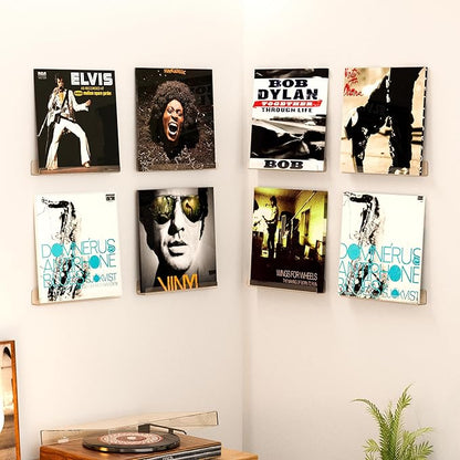 upsimples 8 Pack Vinyl Record Wall Mount Shelves, 12" Vinyl Holder for Album Record Storage & Display, Clear Acrylic Floating Shelves for Wall Decor, Kids Bookshelf, Magazine Rack, Picture Ledge | Vinyl Holder, Album Record Storage, Display, Wall Decor...