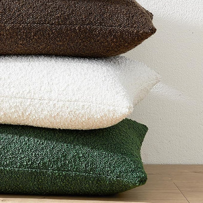 Mixhug Decorative Boucle Throw Pillow Covers, White, 12 x 20 Inches, Pack of 2 - Textured Boho Pillow Covers for Couch and Bed