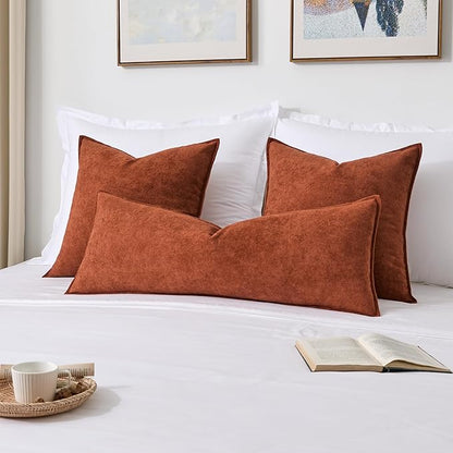 Kevin Textile Fall 14x36 Inch Long Lumbar Cover 1 Pack Soft Boucle Textured Decorative Waterproof Rectangle Cushion Elegant Accent Pillows for Couch Sofa Chair Bed Home Decor Indoor Outdoor Rust