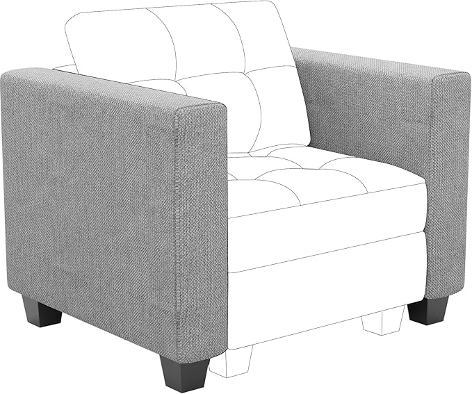 Belffin Armrest Module for Modular Sectional Sofa Couch Side Armrest for Sectional Modular Sofa Fabric Light Grey