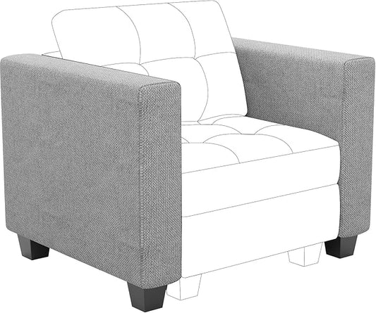 Belffin Armrest Module for Modular Sectional Sofa Couch Side Armrest for Sectional Modular Sofa Fabric Light Grey