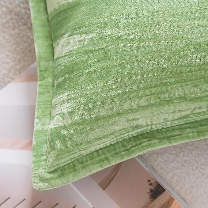 Neelvin Set of 2 Velvet Decorative Throw Pillow Covers 12x20 Inch Green Modern Luxury Cushion Covers Textured Pillow Cases for Living Room Home Decor Couch Sofa