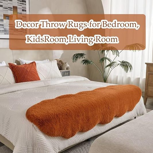 1700GSM Fuzzy Faux Sheepskin Fur Area Rug,Extra Soft Faux Fur Mat,Fluffy Shaggy Fur Rug for Bedroom Living Bedside Rug Room Decor-Burnt Orange, 2 x6 ft