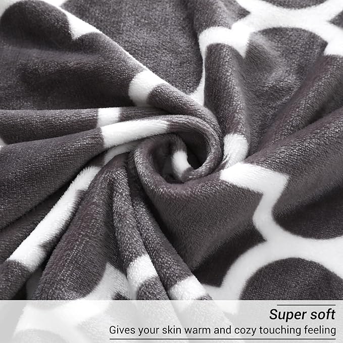 Viviland Geometry Throw Blanket - 280GSM Lightweight Soft Fuzzy Cozy Plush Blankets Throw Blanket for Couch Sofa Bed, 50x60 inches