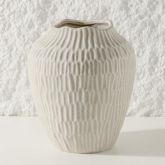 Ceramic Vase for Home Decor,7.8 Inch Flower Vase，Decorative Grey Vases for Pampas Grass，Modern Art Texture for Home Entryway Living Room Dining Table Farmhouse Office Decor-Grey.