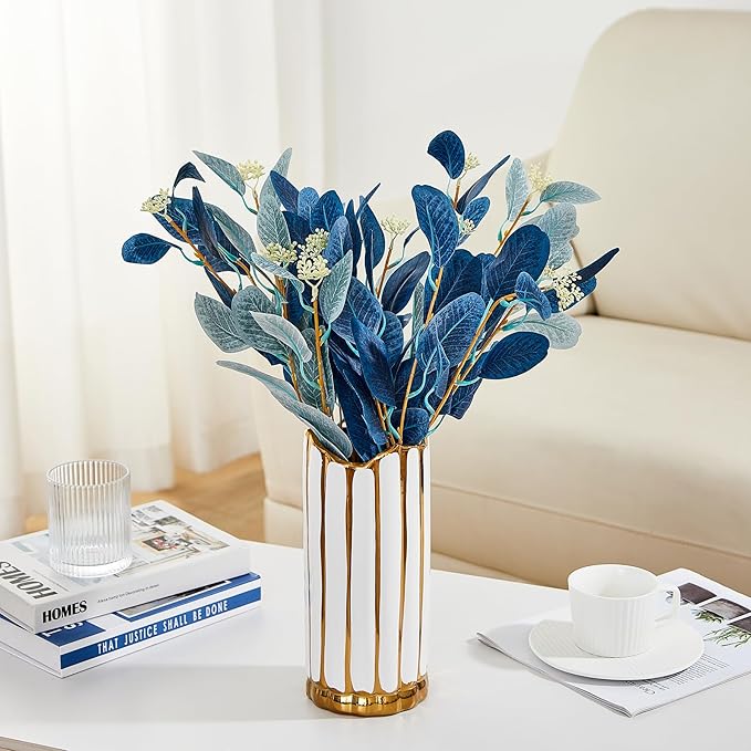 White Ceramic Flower Vase, Modern Home Decor, Large for Pampas Grass