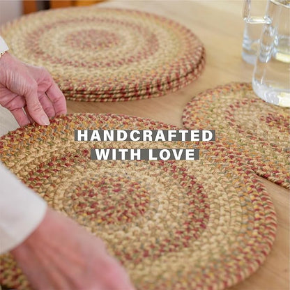 Homespice Harvest Jute Braided Trivets for Table, Warm Country Decor, Set of 3, Multicolor 8" Round Heat Resistant Mats - Rich Colors, Easy to Clean, Durable and Protects Furniture