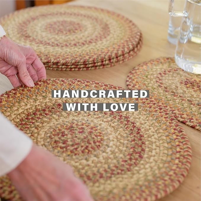 Homespice Harvest Jute Braided Kitchen Trivets for Hot Dishes, Warm Country Decor, Set of 6, Multicolor 8" Round Heat Resistant Mat - Rich Colors, Easy to Clean, Durable and Protects Furniture