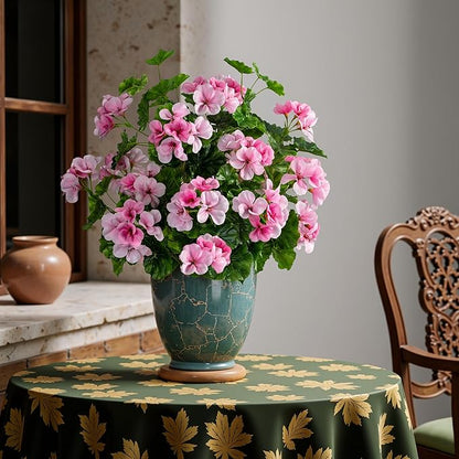 Artificial Flowers for Outdoors 17.7In Artificial Geraniums for Indoor Fake Flowers 4PCS Uv Resistant Artificial Outdoor Flowers Suitable for Indoor Home Decor Outdoor Garden Decoration,Pink