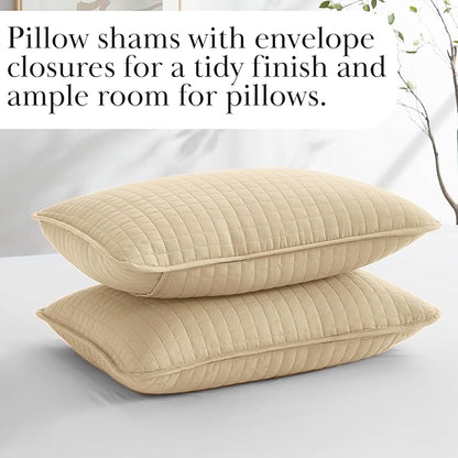 Southshore Fine Living, Inc. Twin XL Comforter Quilt Bedding Set, Dorm Room Essential Bedding, Stain Resistant, Machine Washable Bedspread, XL/Twin Beige Quilt Bed Spread w/Pillow Sham, Soft Sand