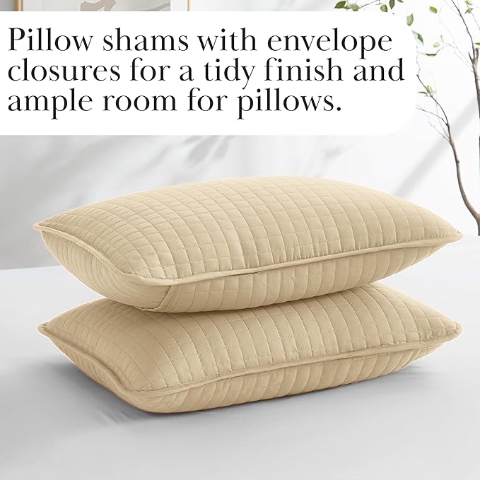 Southshore Fine Living, Inc. Quilts, Full/Queen Size Quilt Bedding Set, Easy Care Stain & Pet Hair Resistant Bedding, Coverlet Queen Size/Full Size Beige Bedspread with 2 Pillow Shams, Soft Sand