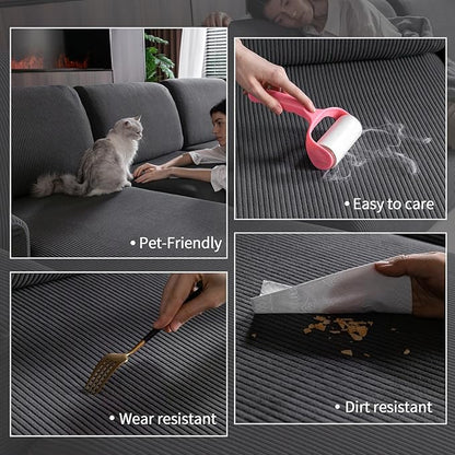 Sectional Couch Covers, Wear Resistant Stretch Sofa Covers Washable Soft Couch Cushion Covers Anti Slip Furniture Protector Sofa Slipcovers for Pets (2 Pieces 2 Seaters Cover, Dark Gray)