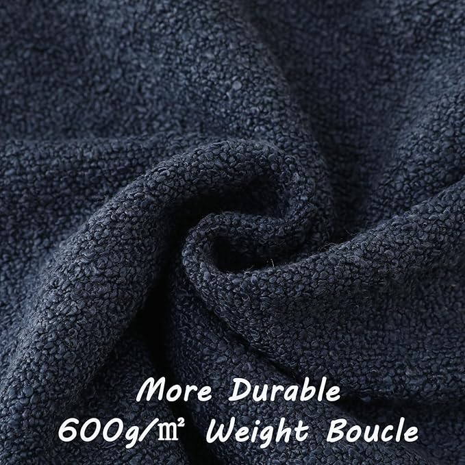 FUTEI Pack of 2 Navy Blue Decorative Throw Pillow Covers 12x20 Inch Soft Cozy Solid Boucle Textured Lumbar Pillow Cases,Modern Home Decor for Couch Bed Living Room