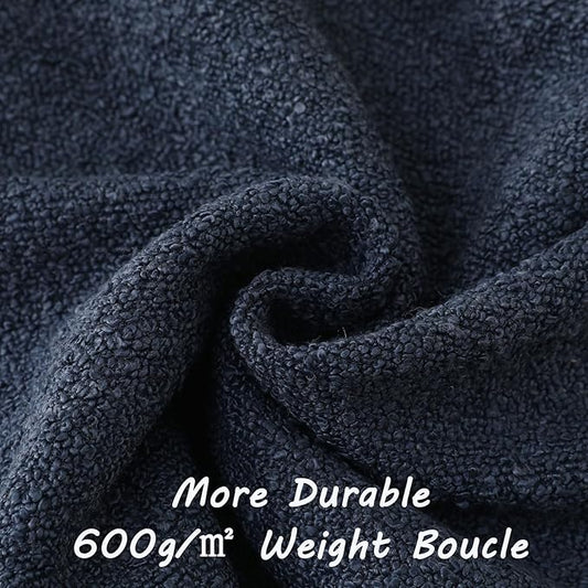 FUTEI Pack of 2 Navy Blue Decorative Throw Pillow Covers 12x20 Inch Soft Cozy Solid Boucle Textured Lumbar Pillow Cases,Modern Home Decor for Couch Bed Living Room