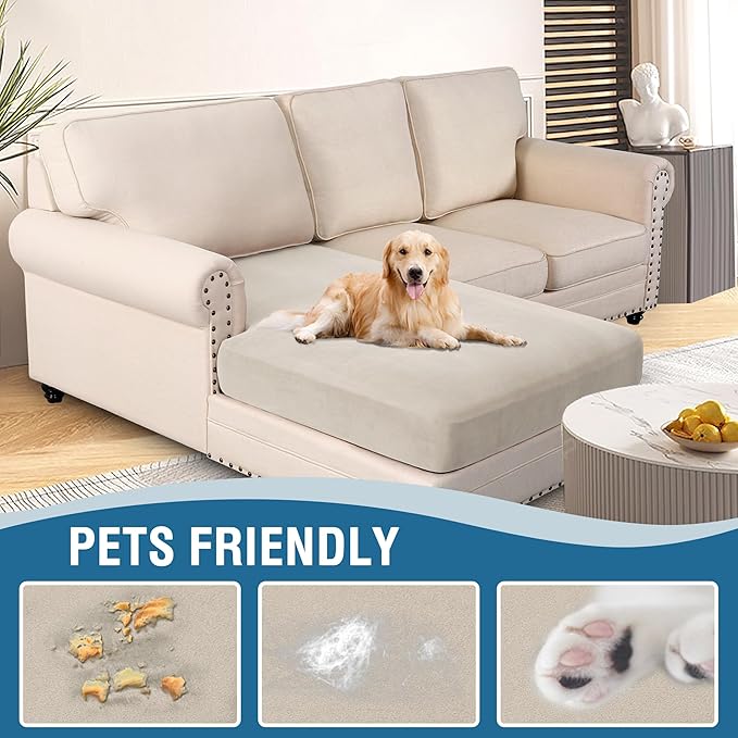 H.VERSAILTEX Super Stretch Individual Chaise Cover Sectional Couch Covers for L Shaped Sofa Both Left/Right Featuring Thick Soft Fleece Fabric (Chaise Cover, Island Fossi)