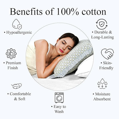 Ridhi Hand Fan Harmony Modern Farmhouse Pillow 18x18 Block Print Cotton Throw Pillow Covers Set of 2 Ruffle for Couch Sofa Bed Living Room Home Decor for Christmas, Thanksgiving