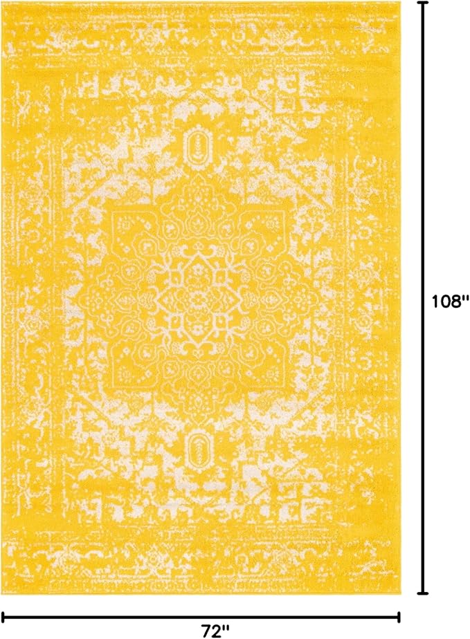 Rugs.com Arlington Collection Rug – 6' x 9' Yellow Medium-Pile Rug Perfect for Living Rooms, Large Dining Rooms, Open Floorplans