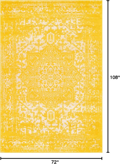 Rugs.com Arlington Collection Rug – 6' x 9' Yellow Medium-Pile Rug Perfect for Living Rooms, Large Dining Rooms, Open Floorplans