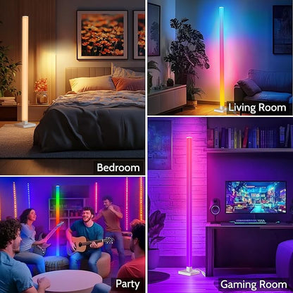 2 Pack ICRGB Corner Floor Lamp, DIY Floor Lamp with Music Sync and 16 Million Colors, Color Changing Standing Floor LED Lights for Bedroom Living Room Decor, Ambient Mood Lighting Gaming