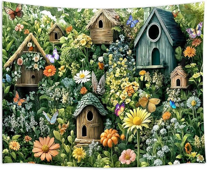 DYNH Plant Gardening Tapestry Gifts for Women,Flowers Butterfly Tapestries,Crazy Plant Lady Wall Hanging Decor for Home Garden Greenhouse Living Room Bedroom Yard Backyard,60x40In