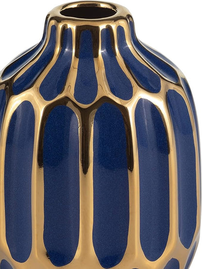 Elegant Ceramic Vase for Living Room Decor and Home Decor Accent - Modern Decorative Flower Vase for Room, Bedroom, or Office Desk - Designed for House and Table Decor - Set of 2, 5", Blue & Red