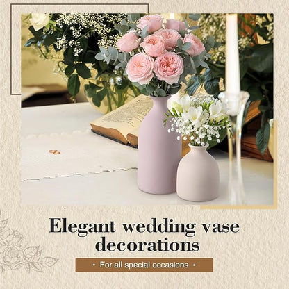 Dandat Ceramic Vase Set of 4, Modern Decorative Ceramic Vases Rustic Pottery Centerpiece Table Decor for Farmhouse Bouquet Pampas Grass Dried Fresh Flowers, Living Room, Kitchen, Bedroom(Brown)