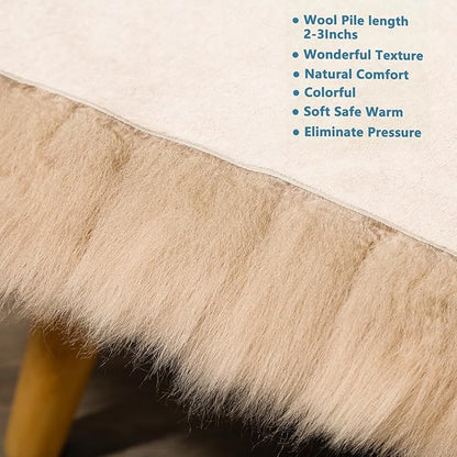 OGLAND Genuine Fluffy Sheepskin Rug, Shaggy Wool Fur Lambskin Throw Pad for Bedroom Living Room Carpet Sofa Cover Chair Side of The Bed Couch Bench Dog Pray Cushion Mat