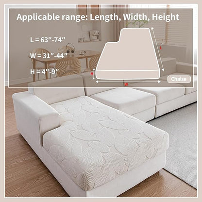 Couch Covers for Sectional Sofa, Washable Stretch Soft Sofa Cushion Covers L Shape Sofa Slipcovers Anti Slip Furniture Decor Protector for Pets (1PC L Chaise Cover,Ivory)