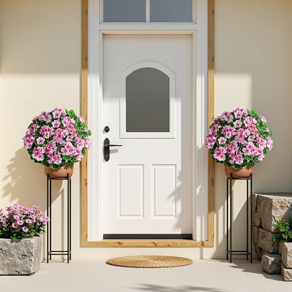 Artificial Flowers for Outdoors 17.7In Artificial Geraniums for Indoor Fake Flowers 4PCS Uv Resistant Artificial Outdoor Flowers Suitable for Indoor Home Decor Outdoor Garden Decoration,Pink
