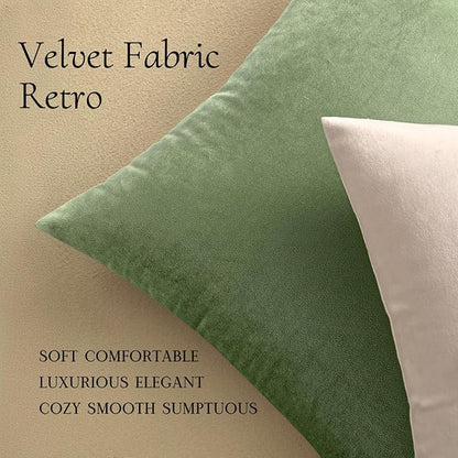 MIULEE Velvet Throw Pillow Covers 18x18 Inch, Pack of 2 - Sage Green, Soft Solid Decorative Pillow Covers Square Cushion Cases Farmhouse Modern Home Decor for Spring Couch Sofa Bedroom Living Room