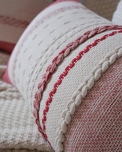 Valentines Lumbar Pillow Covers 14x36 Inch Long, Red Textured Boho Valentines Day Decoration Pillow Cases for Farmhouse Home Decor, Accent Cushion Cover for Sofa, Bed, Living Room, Bedroom, Pack of 1
