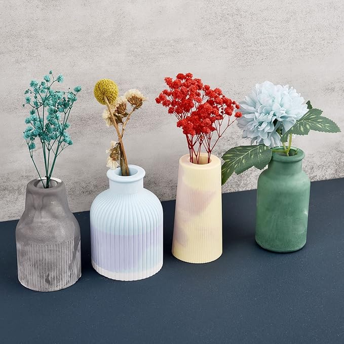Striped Vase Clay Silicone Mold Succulent Planter Concrete Flower Pot Plaster Cement Mold Epoxy Resin Pen Holder Mould