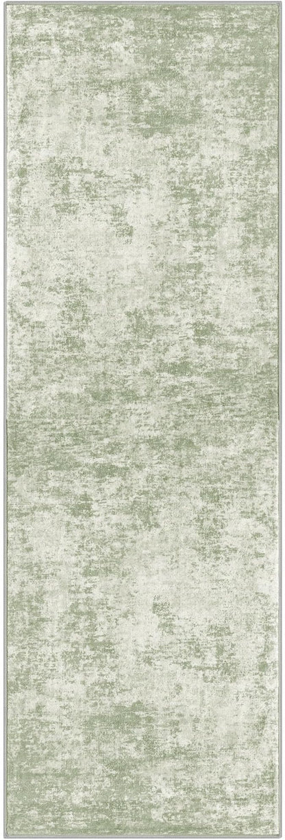 Modern Abstract Runner Rug 2x6, Sage Green Grey Washable Kitchen Runner Non-Slip Soft Hallway Rug Runner Thin Print Faux Wool Carpet for Entryway Bedroom Laundry Room Indoor Home Decor