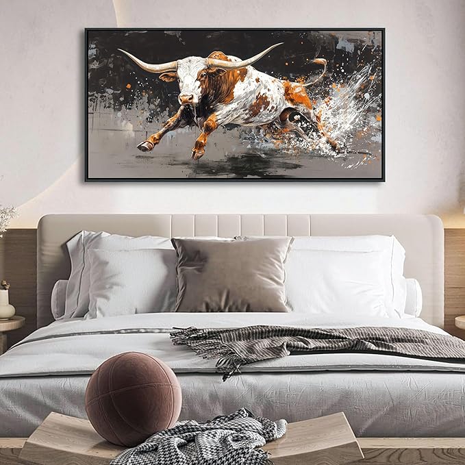 Highland Cow Wall Art - Farmhouse Cow Pictures Wall Decor - Rustic Country Canvas Wall Art - Large Pictures for Living Room -Framed Artwork for Walls 20×40IN