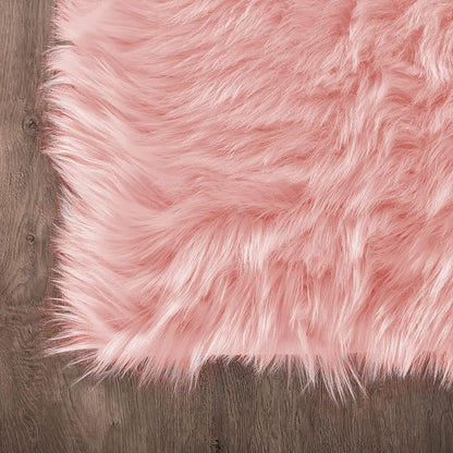 Latepis Round Pink Faux Sheepskin Fur Rug Circle Rugs 4ft Soft Fluffy Rugs for Bedroom Girls Living Room Rug for Dorm Floor Luxury Home Decor