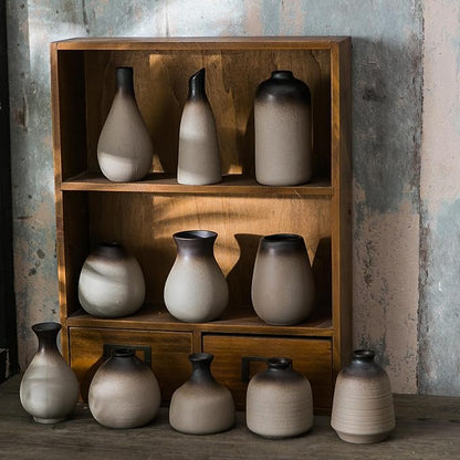 JOJUNO Rustic Bud Vase, Ceramic Small Vase Set of 11, Mini Vases for Fresh and Dried Flowers, Modern Farmhouse Home Decor, Pottery Vases for Living Room, Shelves, Centerpieces for Dining Table