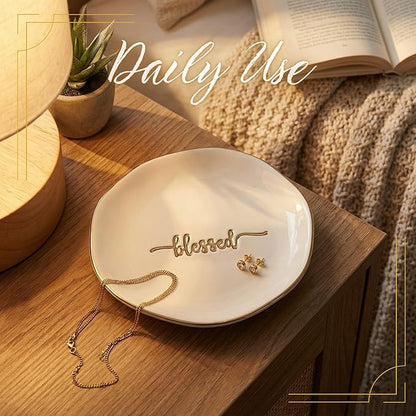 InnoBeta Blessed Gifts for Women, Blessed Jewelry Dish 4.75" - Decorative Trinket Dish for Rings Earrings Keys - Birthday, Mother's Day